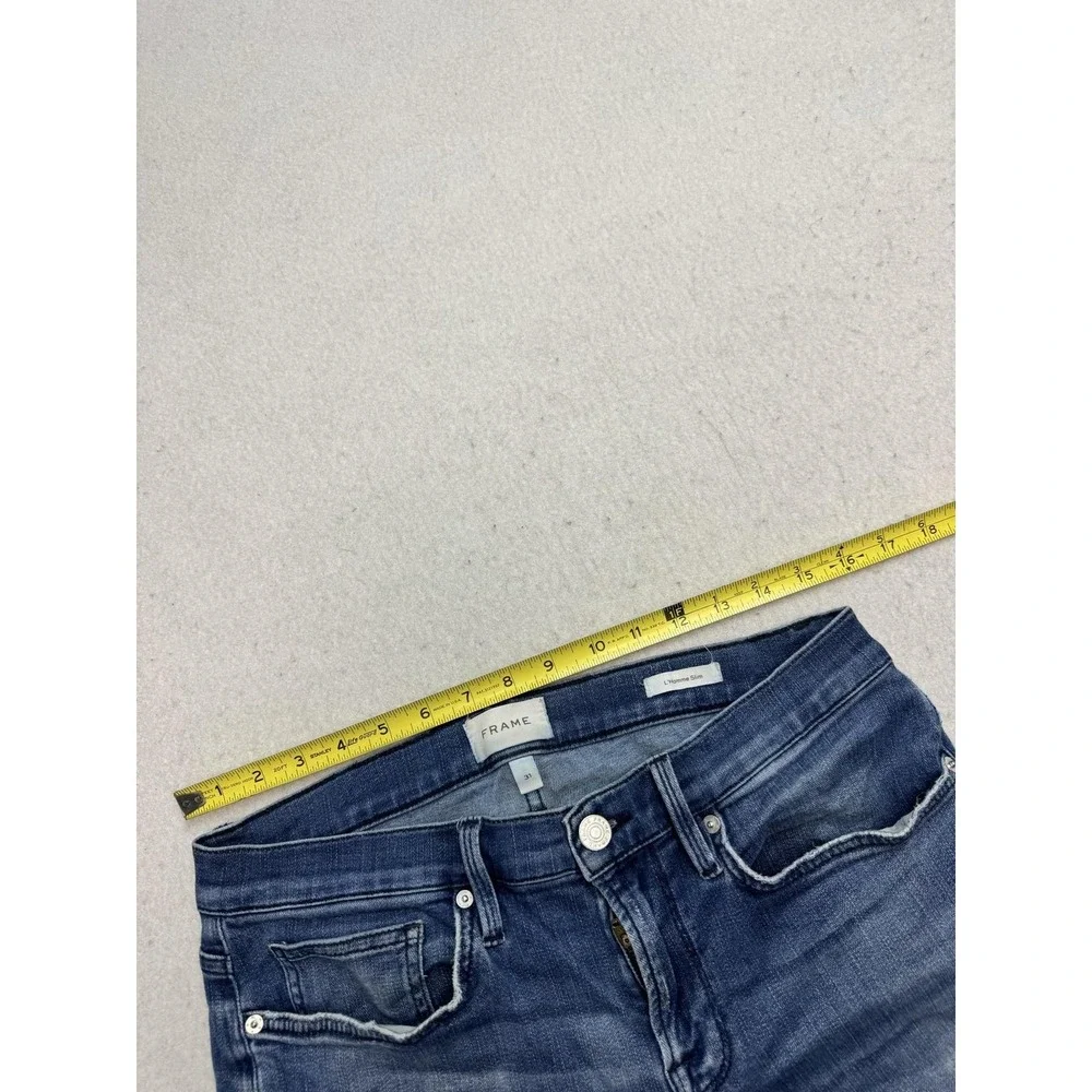 FRAME L'Homme Slim Jeans Mens 32x31 Blue Medium Wash Slim Fit Stretch Denim